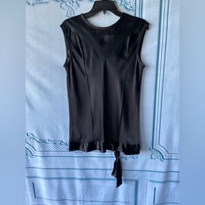 Helmut Lang Size:M Women Sleeveless Top Drape Tank  Satin Trim Blouse Black